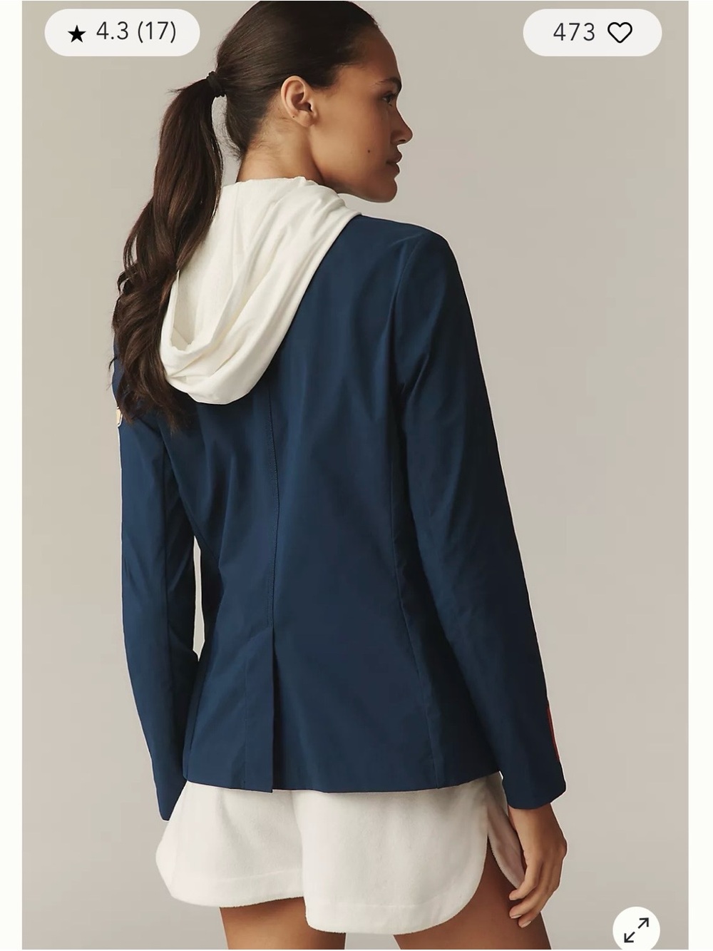 Tretorn x Anthropologie Single-Button
Hoodie Blazer Navy Blue - Size M - Picture 3 of 13